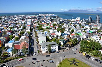 Reykjavik skyline under bright Icelandic light.